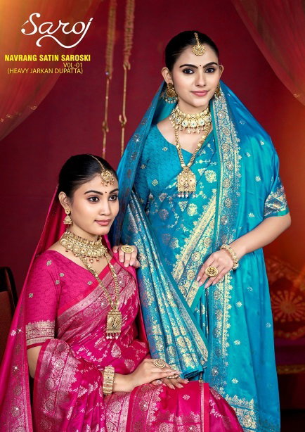 Navrang Satin Saroski Vol 1 By Saroj Sattin Silk Bridal Wear Saree Wholesale Online